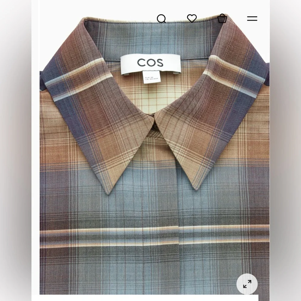 COS Oversized checked wool blend shirt with buttons dropped shoulders sz 12 - Picture 2 of 8